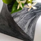 Vaso Decorativo di Design in Marmo Bardiglio o di Carrara Made in Italy - Prisma Viadurini