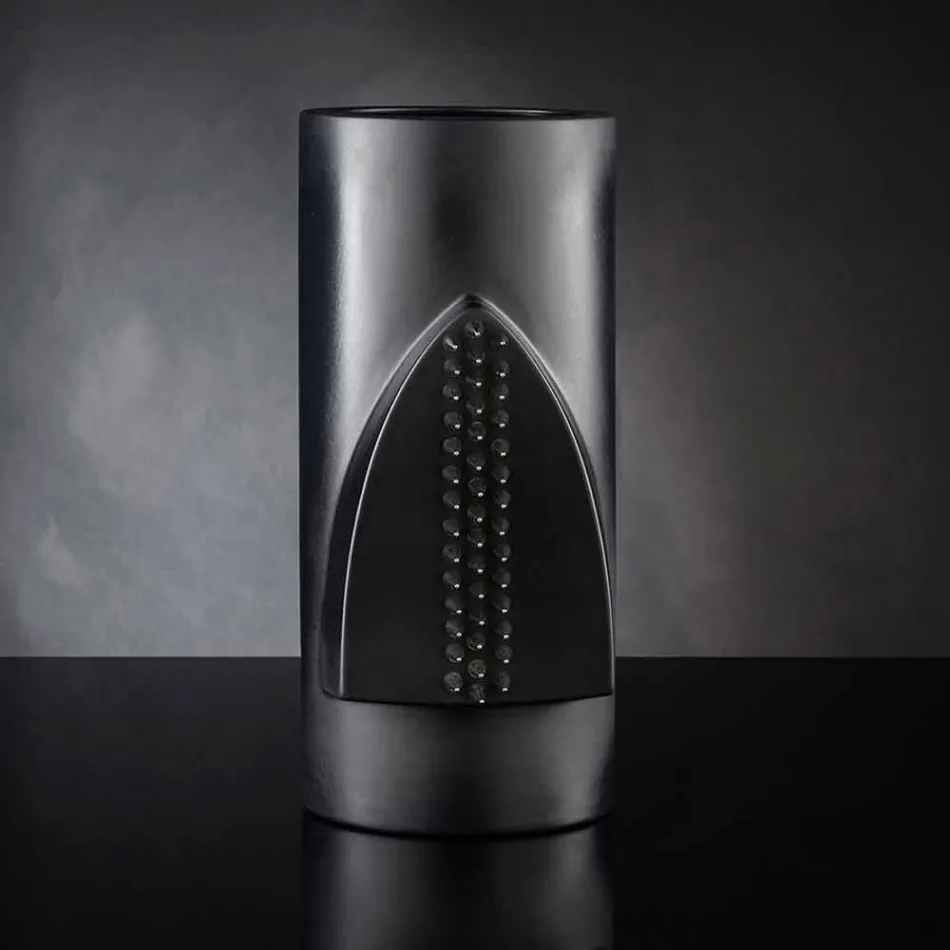 Vaso Decorativo in Ceramica Nera Opaca Lavorata a Mano in Italia - Medina Viadurini