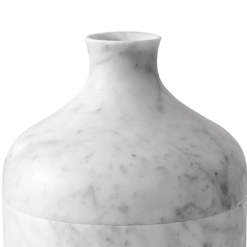 Vaso Decorativo in Marmo Bianco di Carrara Design di Lusso Italiano - Calar Viadurini