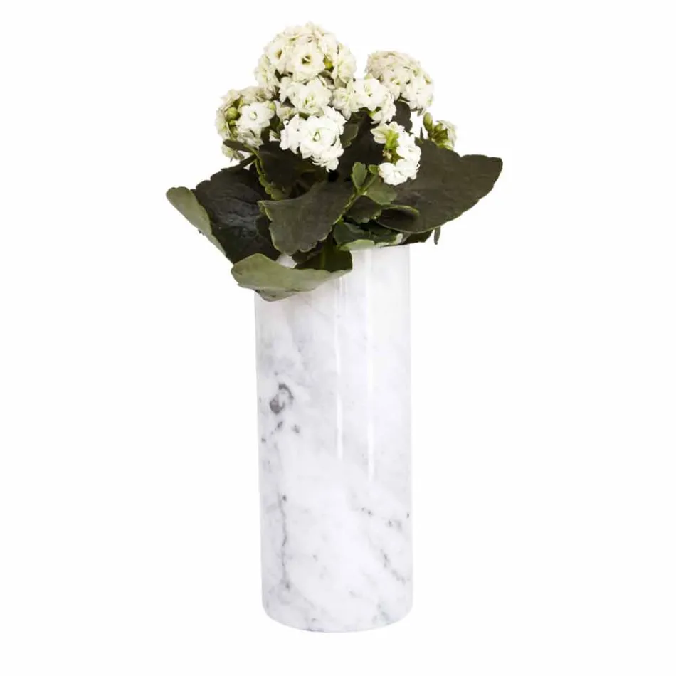 Vaso Decorativo in Marmo Bianco di Carrara di Design Made in Italy - Nevea Viadurini