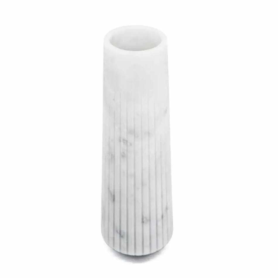 Vaso Decorativo in Marmo Bianco di Carrara Moderno Made in Italy - Cairo Viadurini