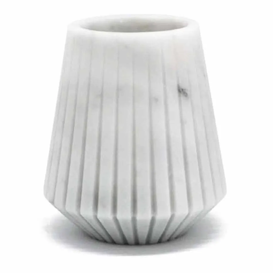 Vaso Decorativo in Marmo Bianco di Carrara Moderno Made in Italy - Cairo Viadurini