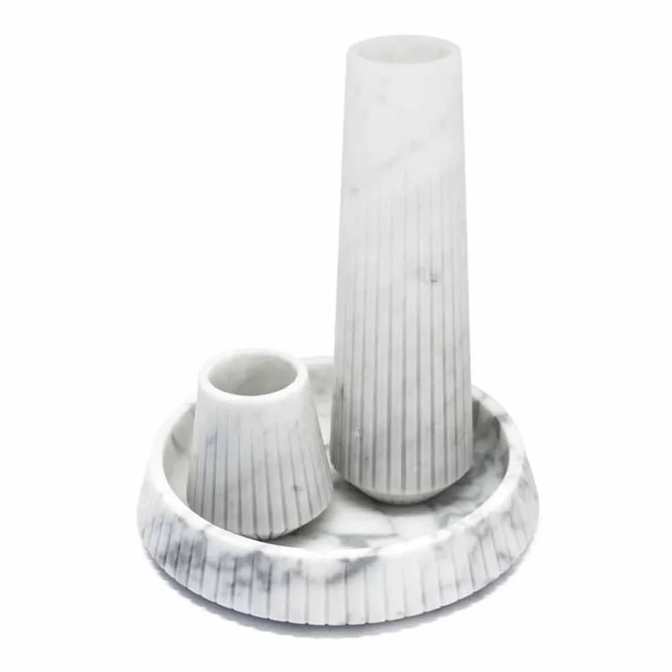 Vaso Decorativo in Marmo Bianco di Carrara Moderno Made in Italy - Cairo Viadurini