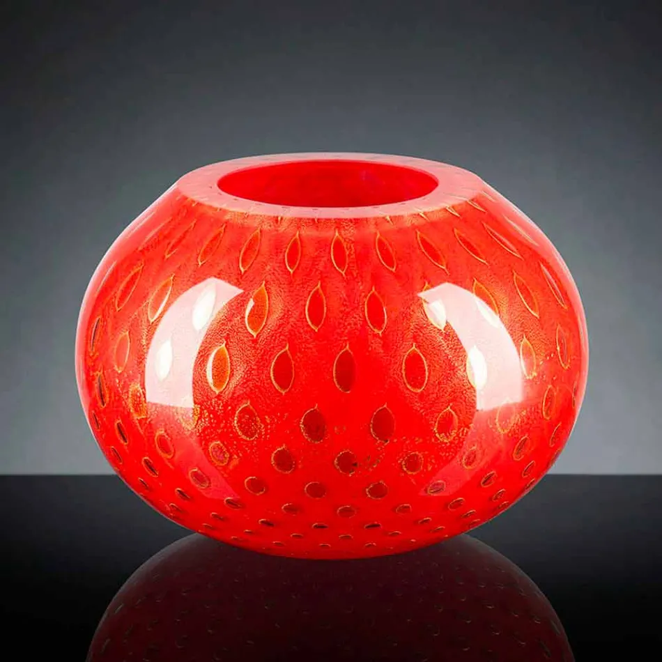 Vaso Decorativo in Vetro Soffiato di Murano Colorato Made in Italy - Barletta Viadurini
