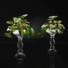 Vaso Decorativo Moderno in Vetro Bianco e Trasparente Made in Italy - Vulcano Viadurini
