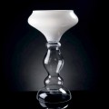Vaso Decorativo Moderno in Vetro Bianco e Trasparente Made in Italy - Vulcano