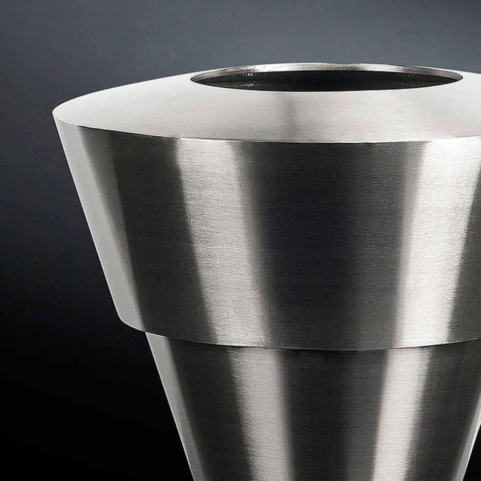 Vaso Decorativo per Interni in Acciaio Satinato Realizzato in Italia - Gardeno Viadurini