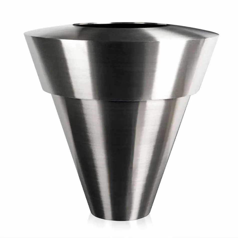 Vaso Decorativo per Interni in Acciaio Satinato Realizzato in Italia - Gardeno Viadurini