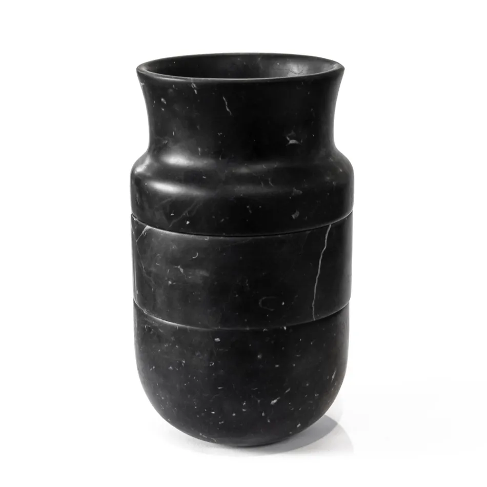 Vaso Decoro in Marmo Bianco di Carrara e Nero Marquinia Design - Calar Viadurini