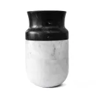 Vaso Decoro in Marmo Bianco di Carrara e Nero Marquinia Design - Calar Viadurini