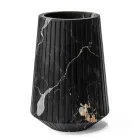 Vaso di Decoro Marmo Bianco Carrara o Nero Portoro a Righe Design - Cairo Viadurini