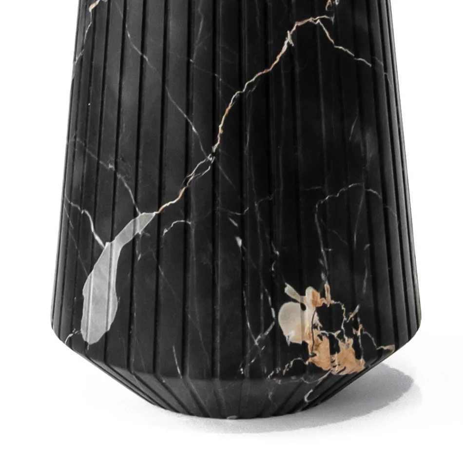 Vaso di Decoro Marmo Bianco Carrara o Nero Portoro a Righe Design - Cairo Viadurini
