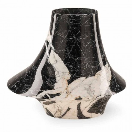 Vaso Elegante per Interni in Marmo Bianco e Nero Made in Italy - Originale Viadurini