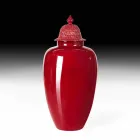 Vaso in Ceramica Laccata Rossa con Decoro Realizzato a Mano in Italia - Verio Viadurini