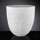 Vaso in Ceramica Lavorata a Mano con Trama Intrecciata Made in Italy - Napoleone Viadurini