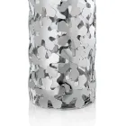 Vaso in Metallo Argentato e Vetro Design Elegante Cilindrico con Fiori - Megghy Viadurini