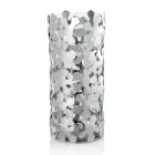 Vaso in Metallo Argentato e Vetro Design Elegante Cilindrico con Fiori - Megghy Viadurini