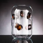 Vaso in Vetro Soffiato di Murano con Dettagli Colorati Made in Italy - Trapani Viadurini