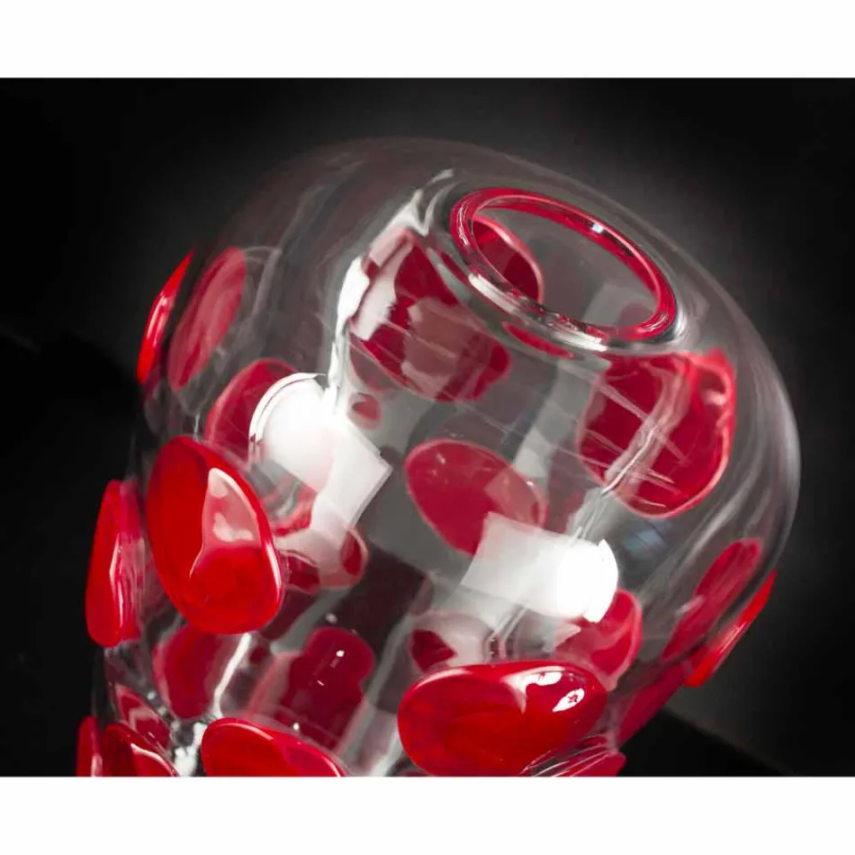 Vaso in Vetro Soffiato di Murano Trasparente e Rosso Made in Italy - Cenzo Viadurini