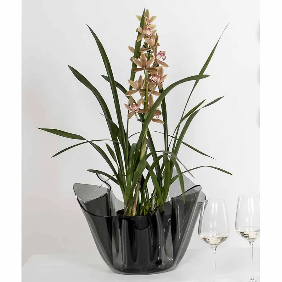 Vaso interno/esterno drappeggiato fumé Pina, design moderno  Viadurini