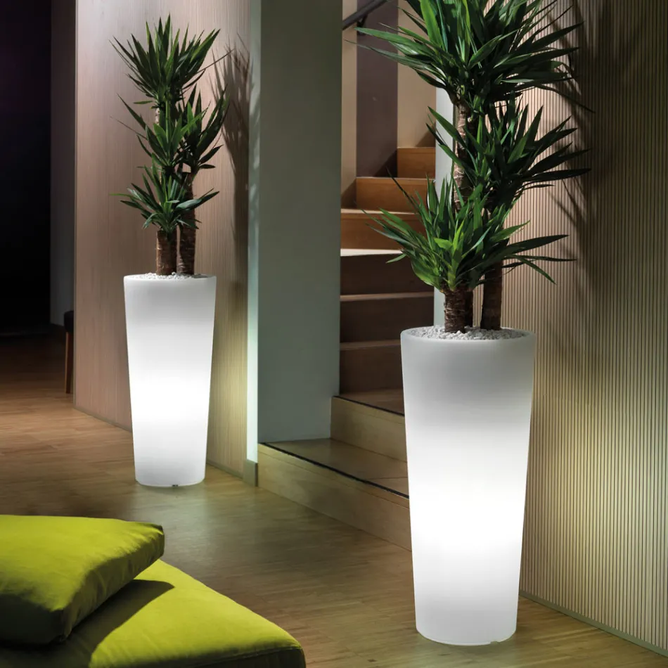 Vaso Luminoso da Interno Alto in Polietilene perla Made in Italy - Devid Viadurini