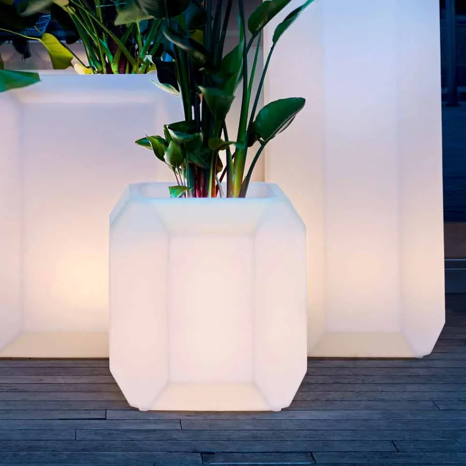 Vaso Luminoso in Plastica per Esterni o Interni, 3 Dimensioni - Gem by Myyour Viadurini