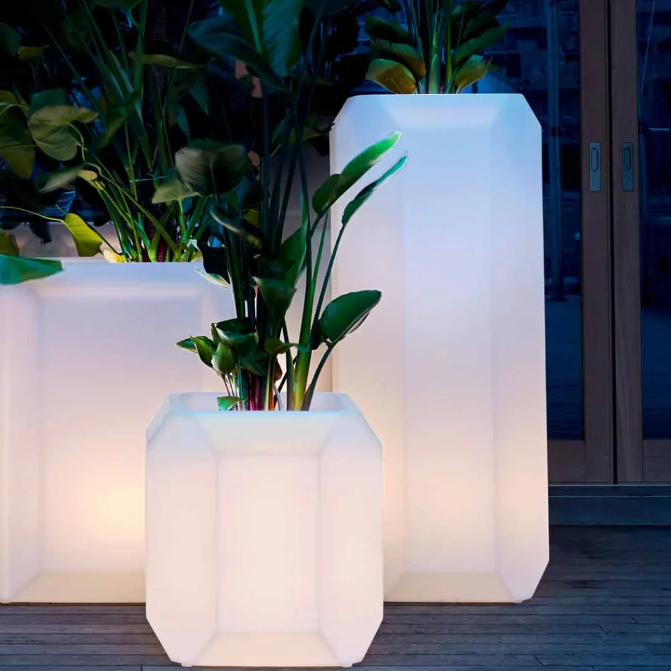 Vaso Luminoso in Plastica per Esterni o Interni, 3 Dimensioni - Gem by Myyour Viadurini