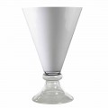 Vaso Moderno da Interno in Vetro Bianco e Trasparente Made in Italy - Romantica