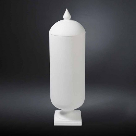 Vaso Moderno in Ceramica Bianca Lavorata a Mano Realizzato in Italia - Chantal Viadurini