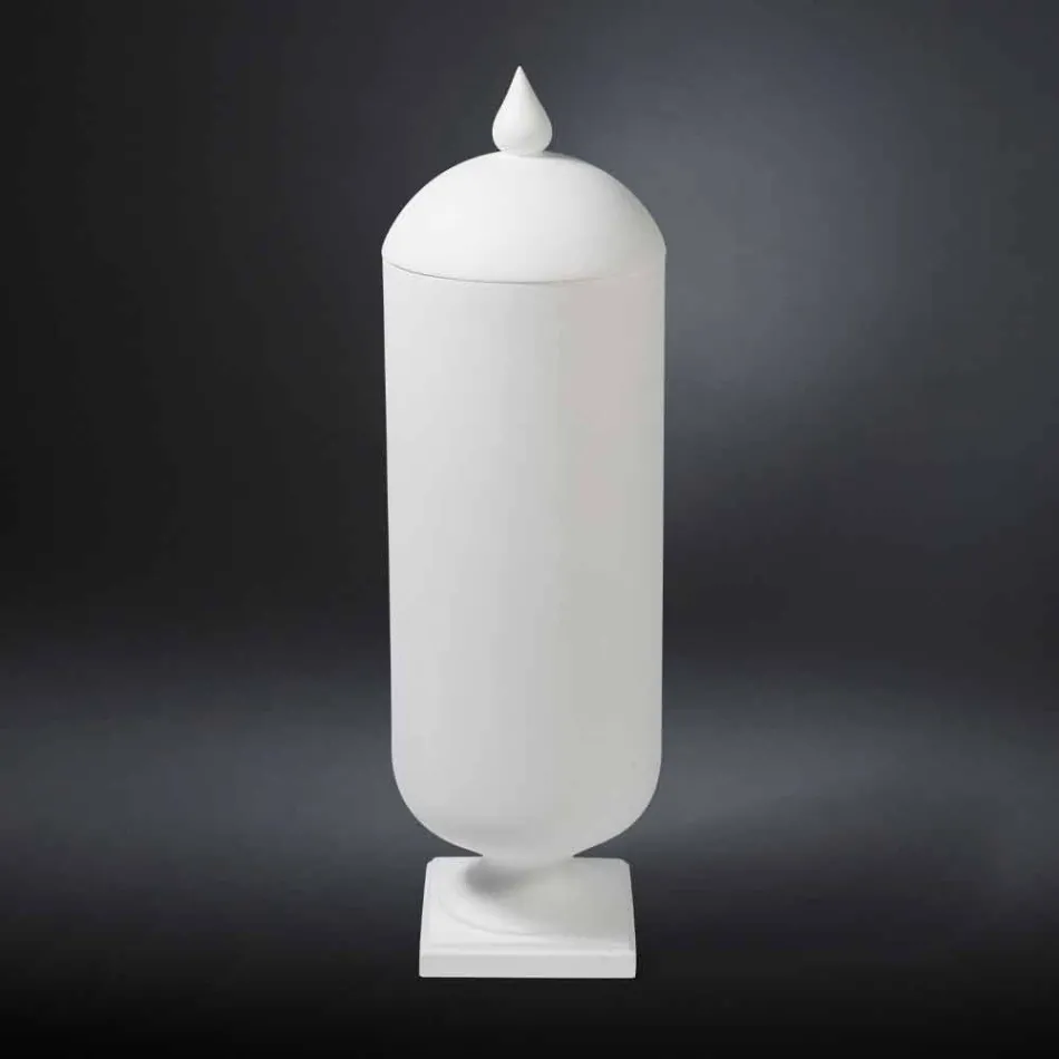 Vaso Moderno in Ceramica Bianca Lavorata a Mano Realizzato in Italia - Chantal Viadurini