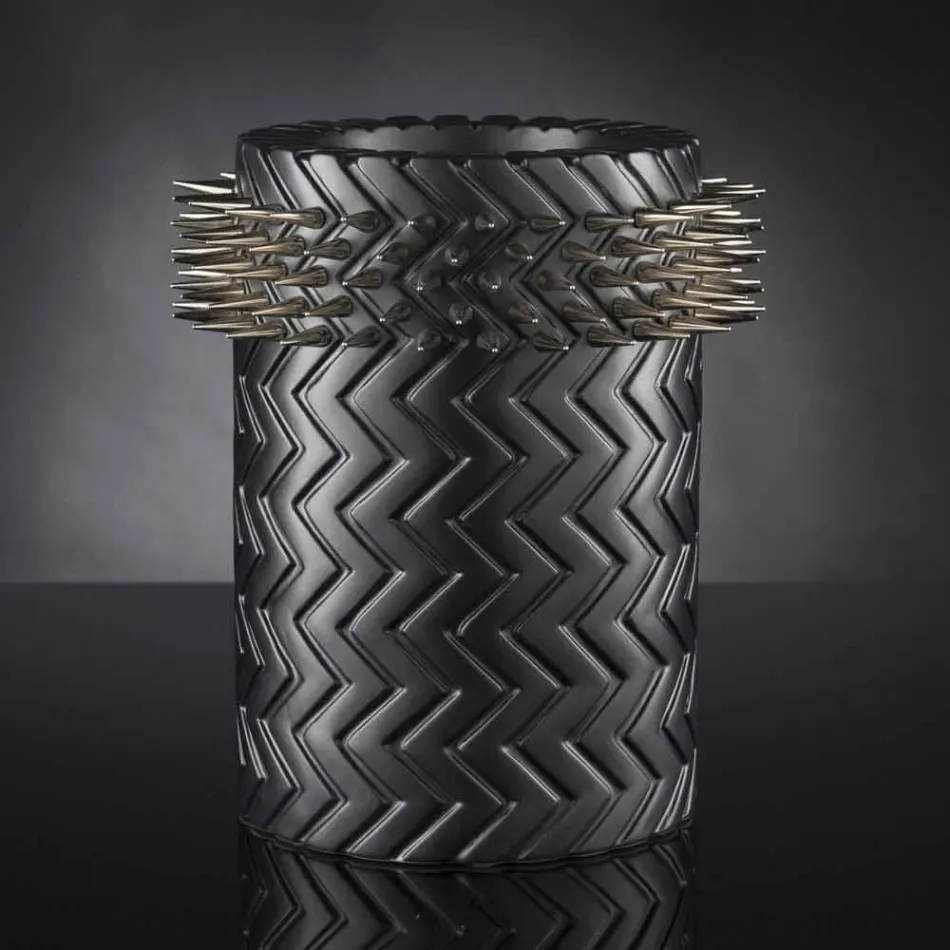 Vaso Ornamentale in Ceramica Nera Opaca Lavorata a Mano Made in Italy - Jungle Viadurini