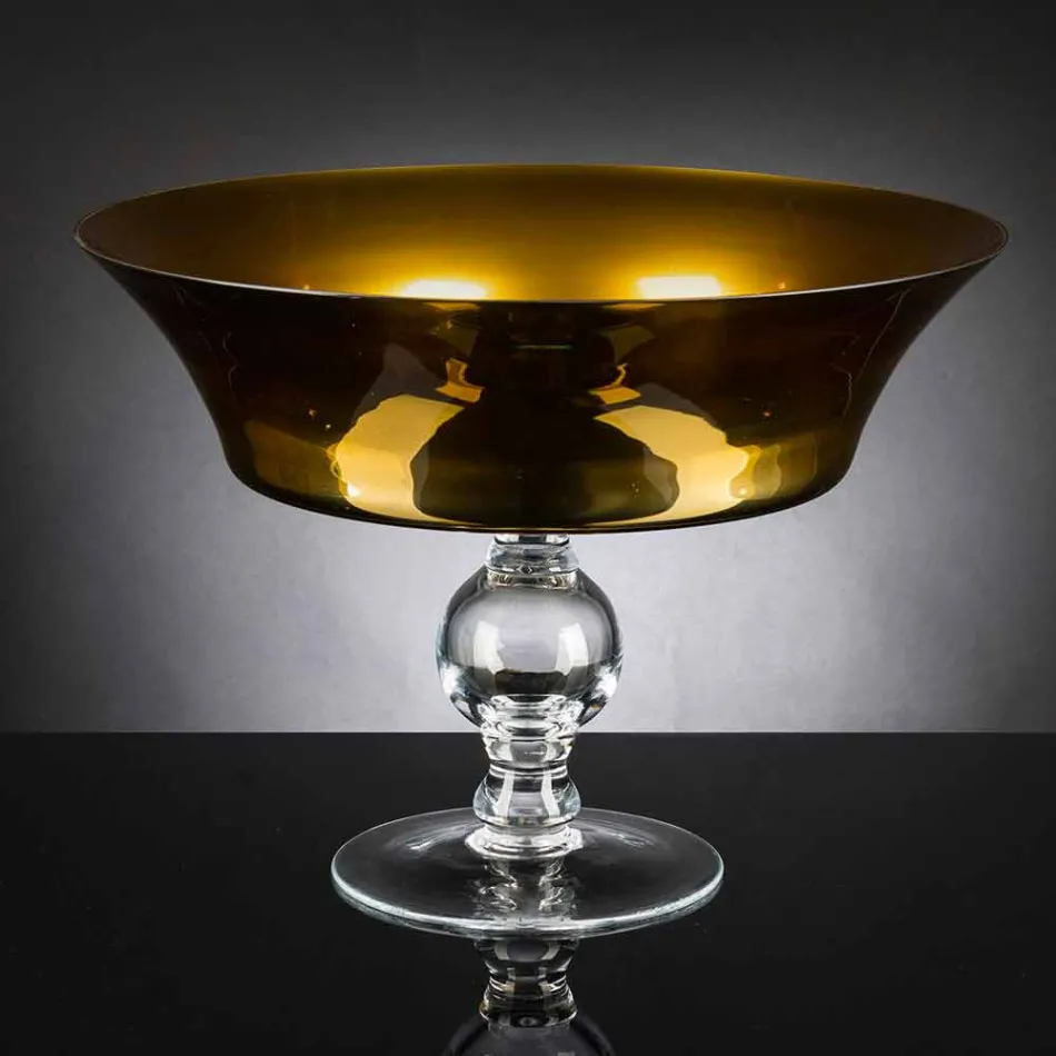 Vaso Ornamentale in Vetro Soffiato Oro e Trasparente Made in Italy - Delfino Viadurini