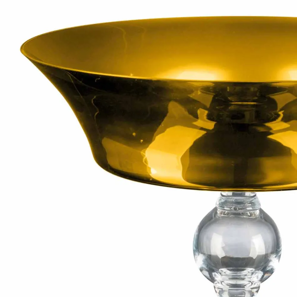 Vaso Ornamentale in Vetro Soffiato Oro e Trasparente Made in Italy - Delfino Viadurini