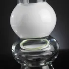 Vaso Ornamentale in Vetro Trasparente con Sfera Bianca Made in Italy - Vanissa Viadurini