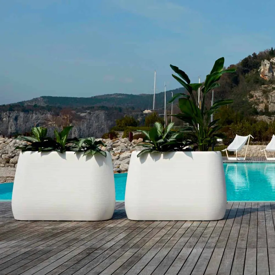 Vaso per Interni o Esterni Bianco di Design in Tre Misure, 2 Pezzi - Pandora by Myyour Viadurini