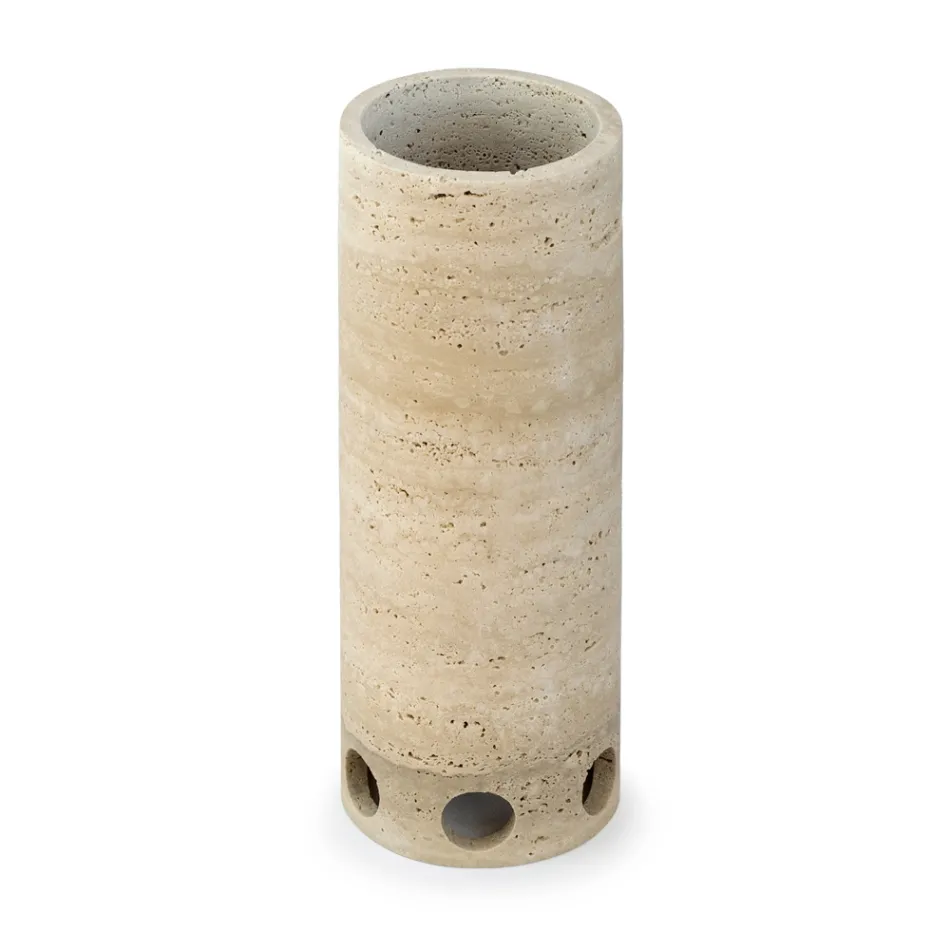 Vaso/Portacandele Cilindrico in Marmo Satinato Made in Italy - Shoyo Viadurini