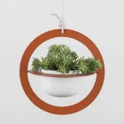 Vaso Portafiori a Sospensione in Acciaio e Ceramica Made in Italy - Leotta Viadurini