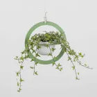 Vaso Portafiori a Sospensione in Acciaio e Ceramica Made in Italy - Leotta Viadurini