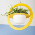Vaso Portafiori a Sospensione in Acciaio e Ceramica Made in Italy - Leotta Viadurini