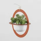 Vaso Portafiori a Sospensione in Acciaio e Ceramica Made in Italy - Leotta Viadurini