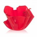 Vaso rosso da interno/esterno design drappeggiato Pina, made in Italy