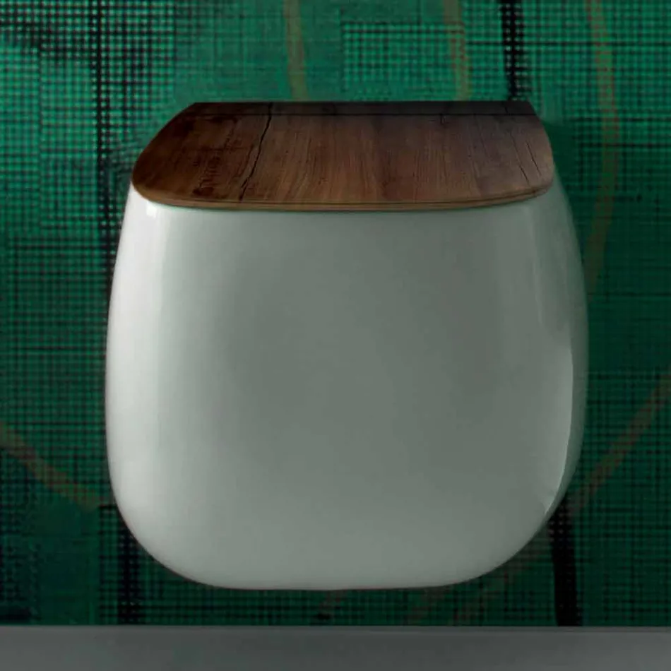 Vaso sospeso in ceramica bianca design moderno Gaiola, made in Italy Viadurini