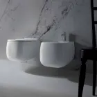 Vaso sospeso in ceramica bianca design moderno Gaiola, made in Italy Viadurini