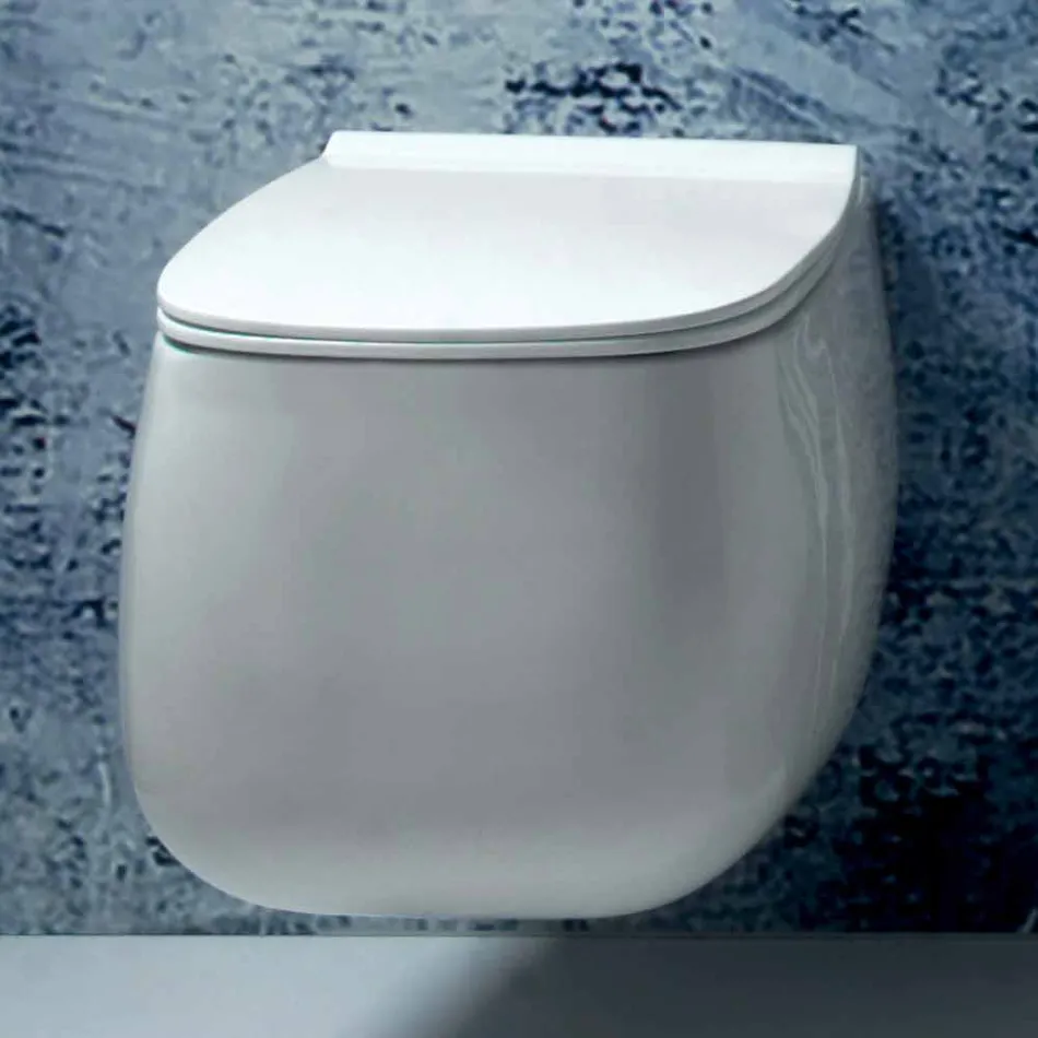 Vaso sospeso in ceramica bianca design moderno Gaiola, made in Italy Viadurini
