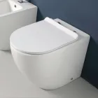 Vaso Wc a Terra Ciclonico con Sedile Soft Close in Ceramica Bianca - Aralia Viadurini