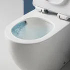 Vaso Wc a Terra Ciclonico con Sedile Soft Close in Ceramica Bianca - Aralia Viadurini