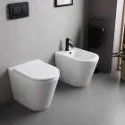 Vaso Wc a Terra con Sedile Slim Soft Close in Ceramica Bianca - Salice Viadurini