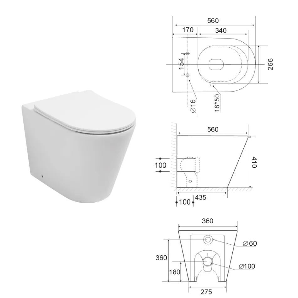 Vaso Wc a Terra con Sedile Slim Soft Close in Ceramica Bianca - Salice Viadurini