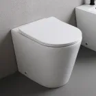 Vaso Wc a Terra con Sedile Slim Soft Close in Ceramica Bianca - Salice Viadurini