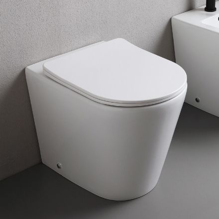 Vaso Wc a Terra con Sedile Slim Soft Close in Ceramica Bianca - Salice Viadurini